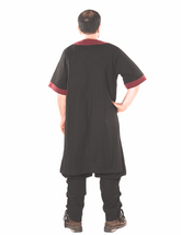 LOKI Cotton Black/Burgundy Tunic : Medieval Viking Renaissance Short Sleeve Cotton Tunic